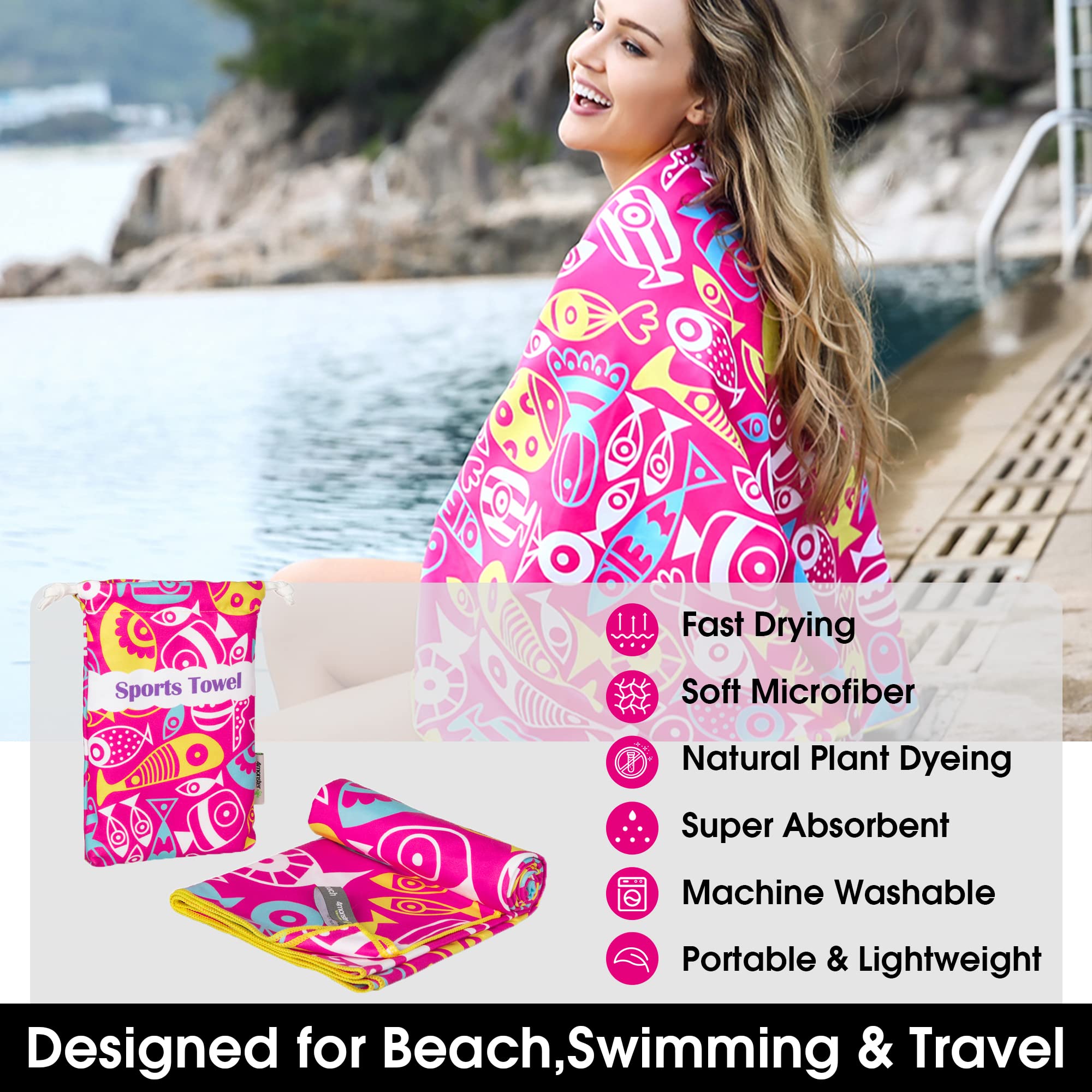 4Monster quick-dry travel towel demonstrates fast drying and easy packing for trips.