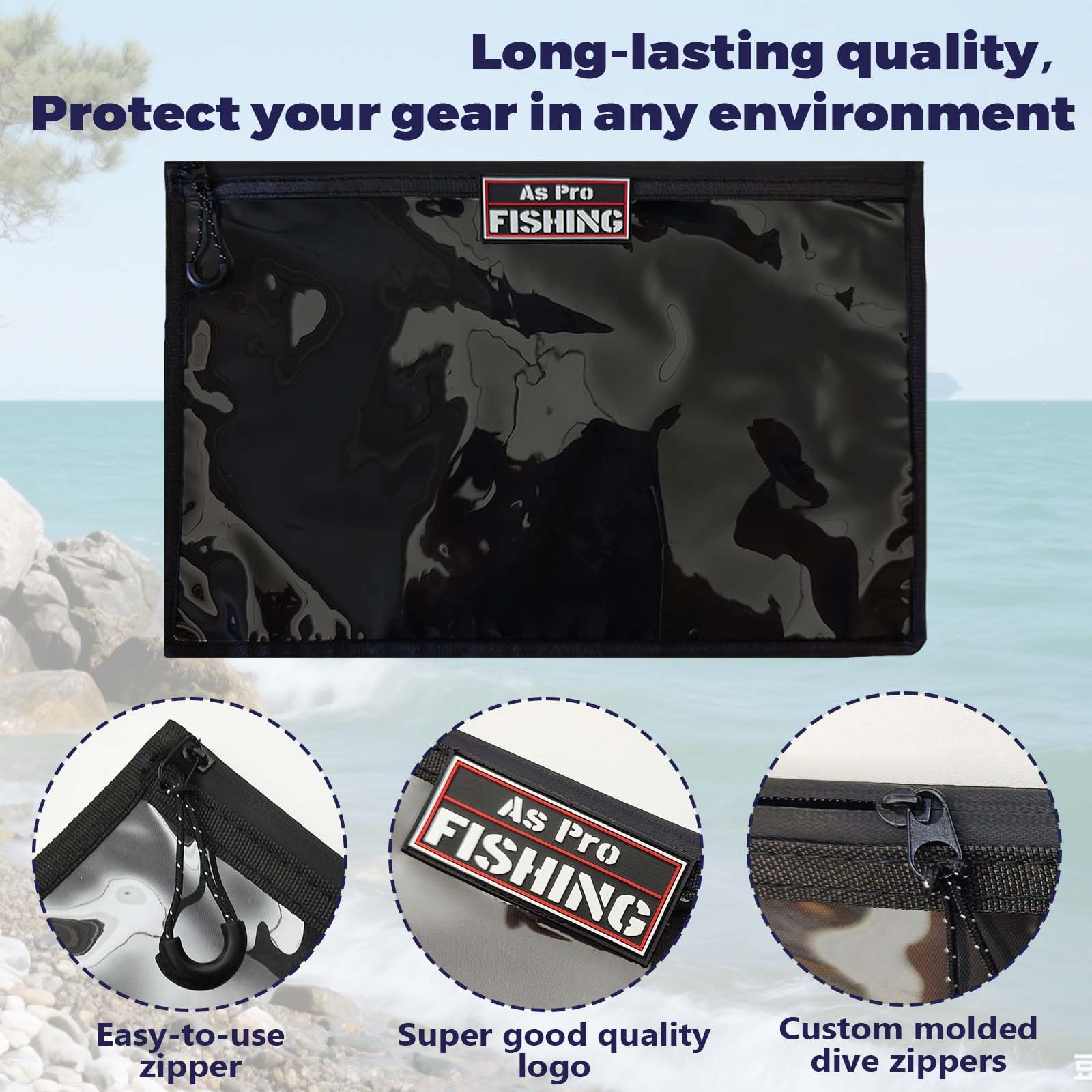 Four tackle storage bags laid out for organization