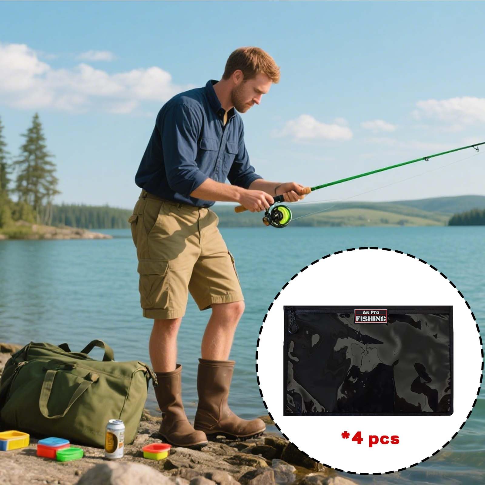 Compact four-pack tackle storage bags ready for use