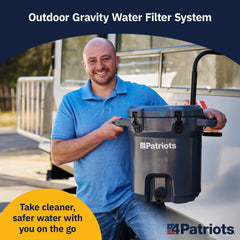 5-gallon reservoir highlights ample purified water storage for groups outdoors.