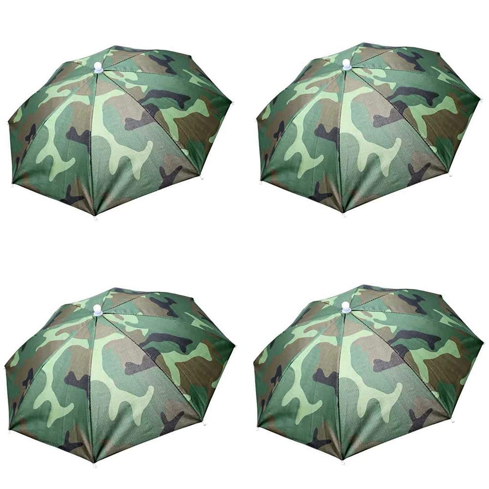 Set of 4 camouflage umbrella hats for hands-free shade