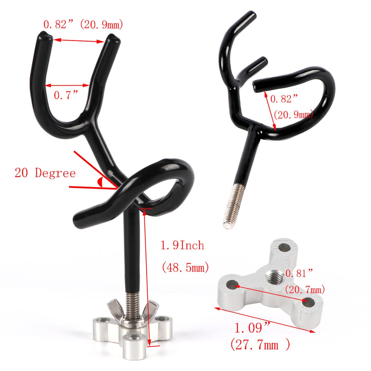 Close-up of 20-degree PVC coated steel wire rod holder