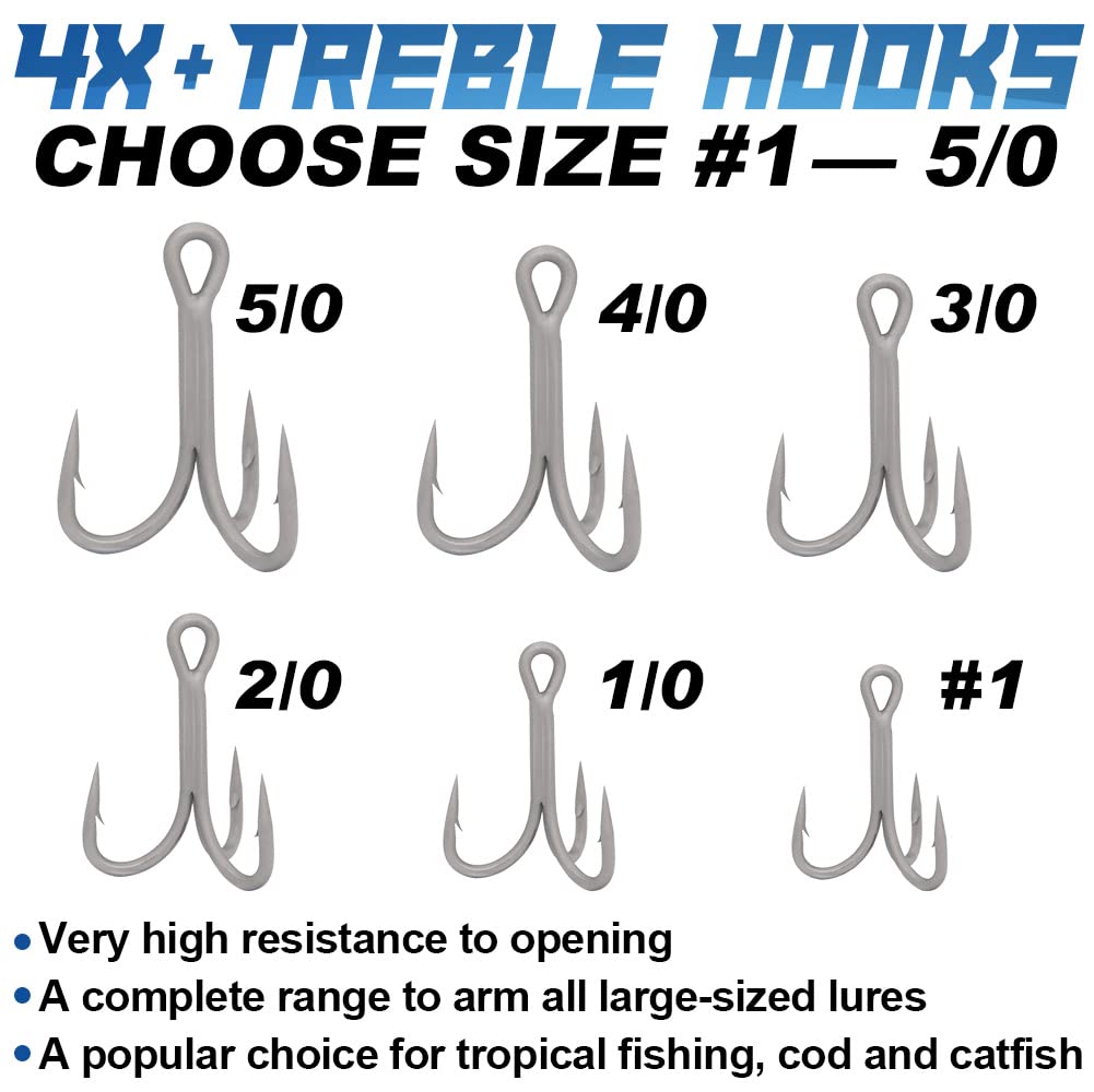Treble hook size 2/0 heavy-duty saltwater