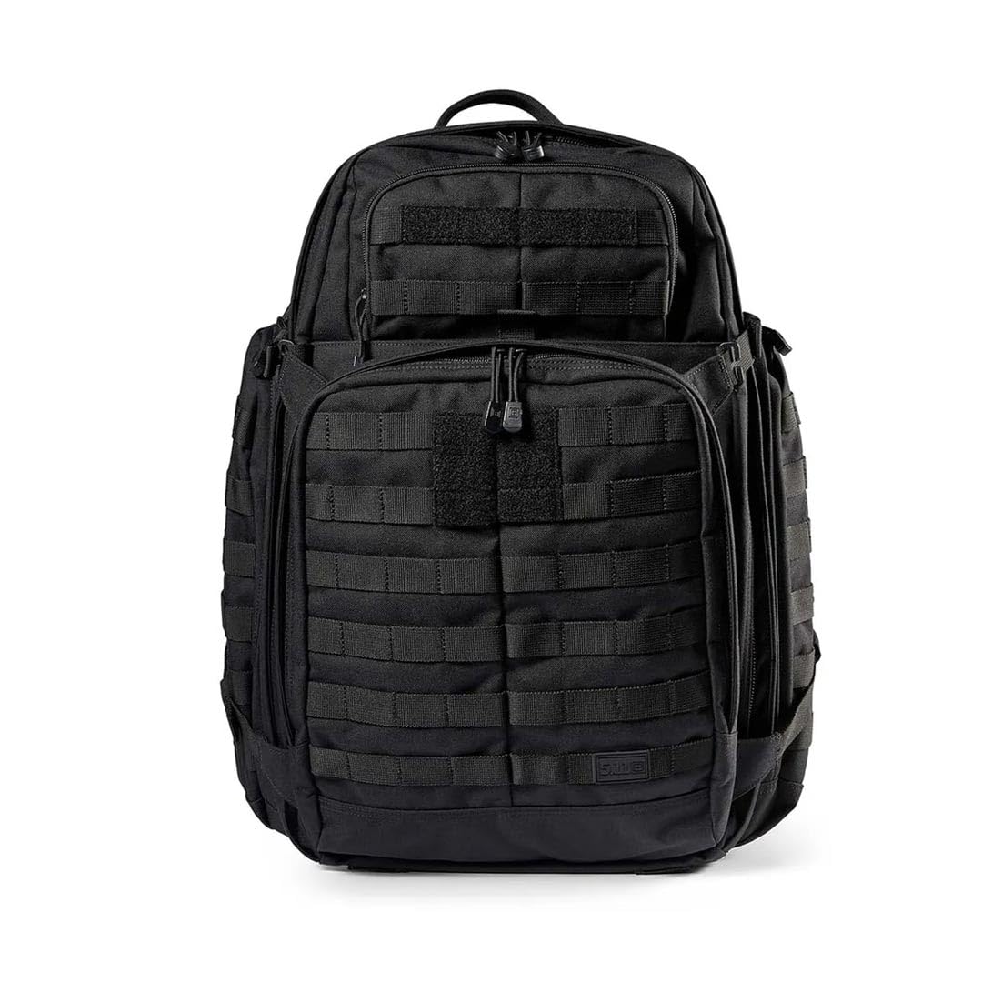 5.11 RUSH 72 backpack front view highlighting rugged 55L capacity for gear and laptop storage