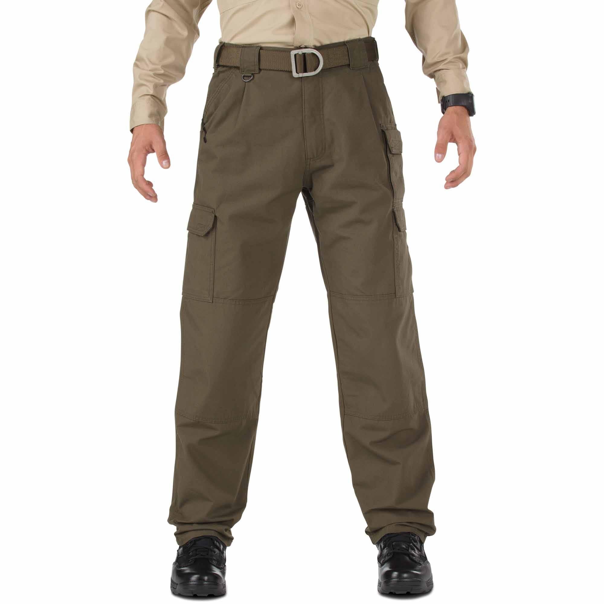 5.11 Tactical men's cargo work pants in Tundra, back-strap pocket for easy tool access during shifts.