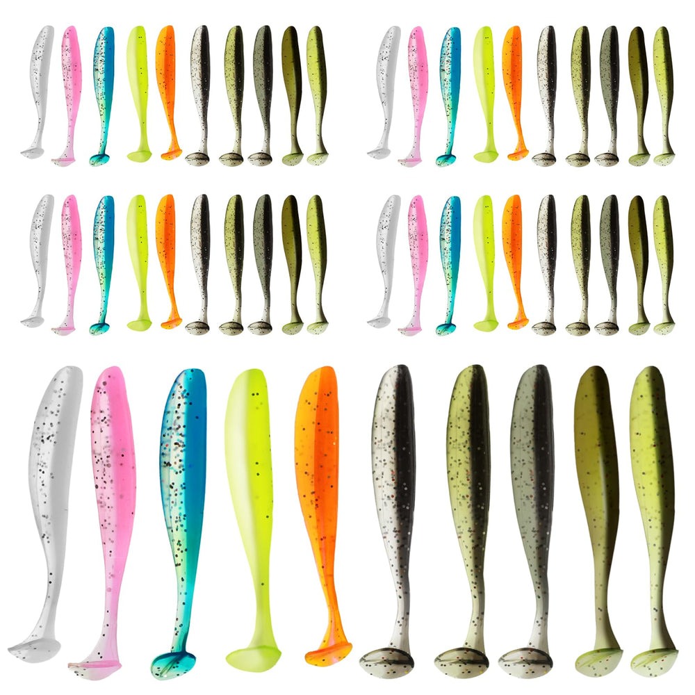 Assorted colors paddle tail soft plastic baits kit