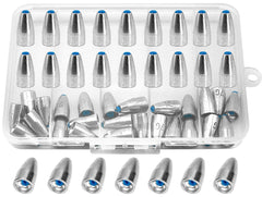 50-piece bullet fishing sinkers with built-in plastic core for Texas Rig