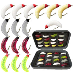 Assorted 50-piece maggot wet flies in mixed colors