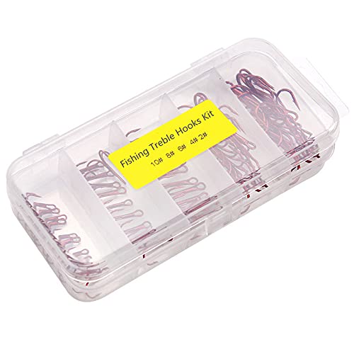 50-piece red treble hooks kit for fishing accessories