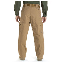 5.11 Tactical cargo work pants knee patch closeup highlighting reinforced durability.