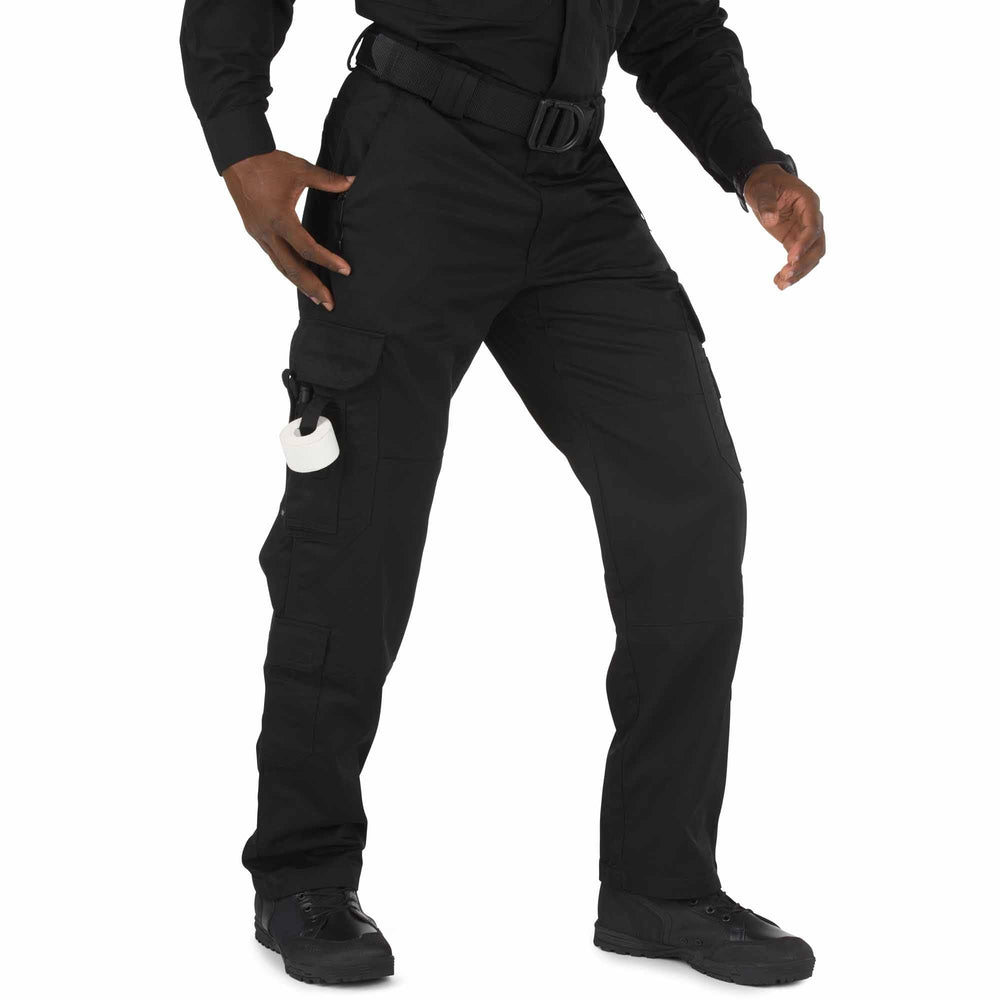 511 Tactical work pants show reinforced knees for knee-pad compatibility and durability.