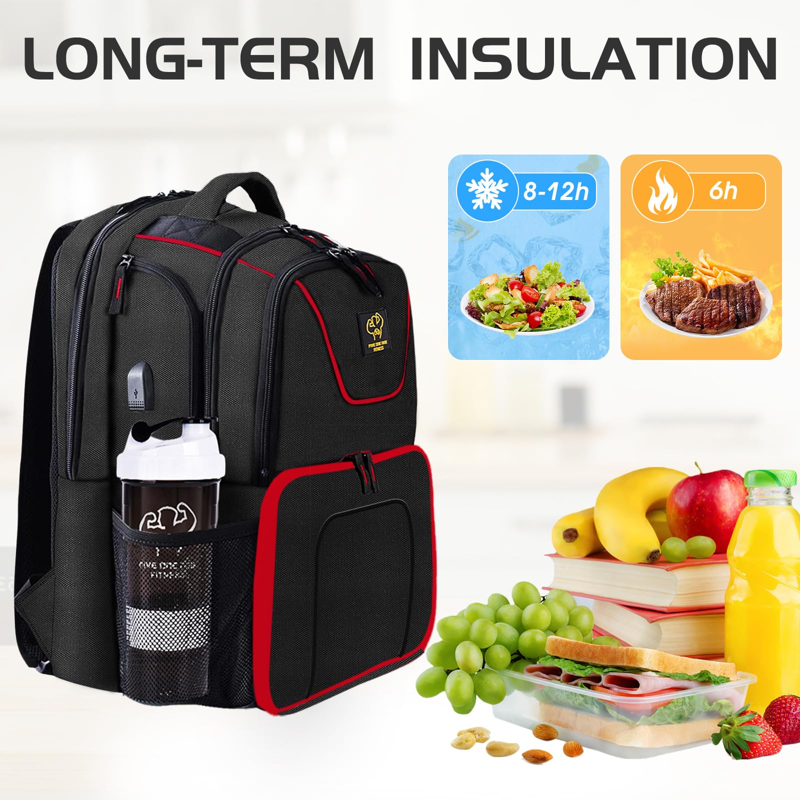 519 Fitness Meal Prep Backpack includes three containers for portioned meals