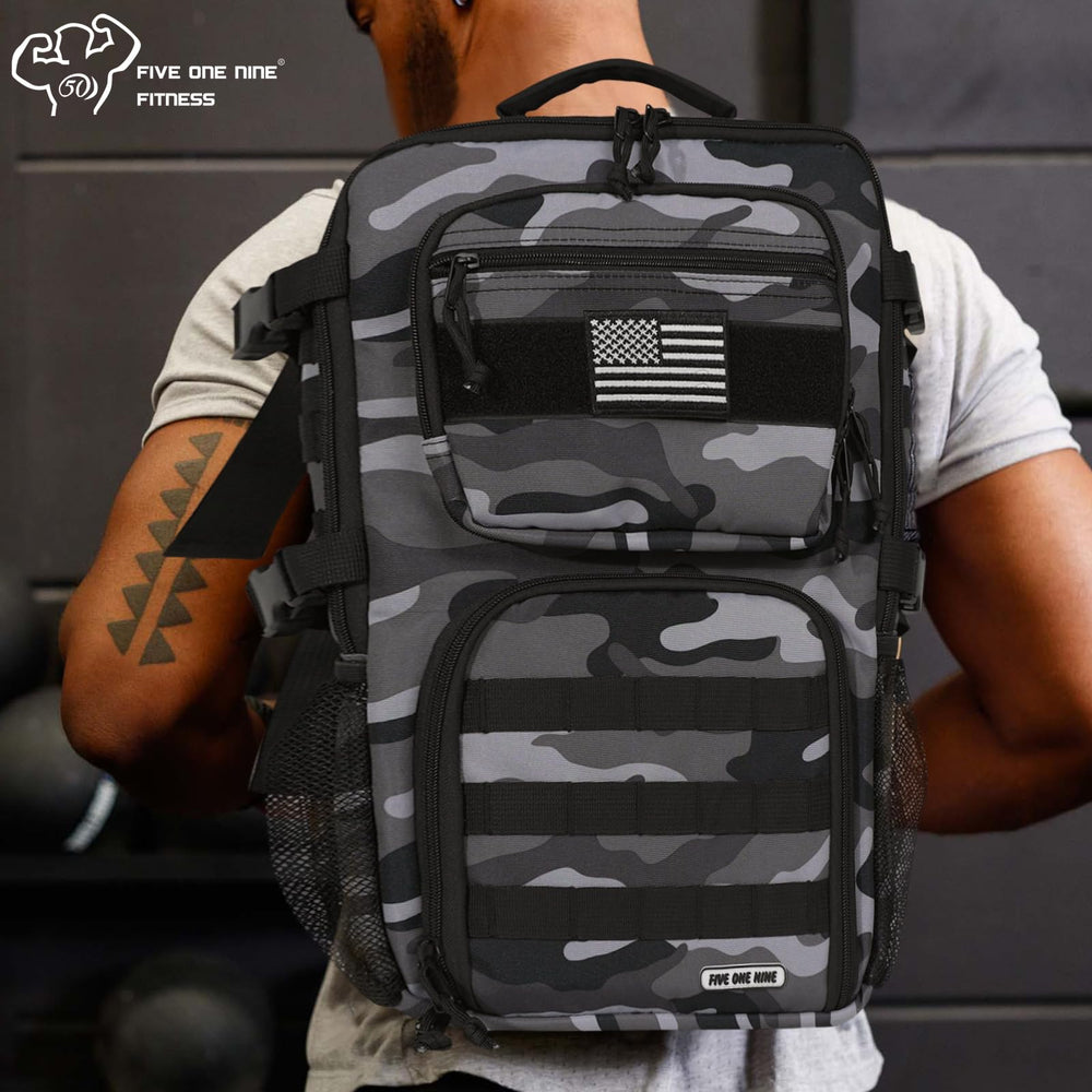 519 Fitness tactical meal backpack side view showing Molle system and expanded capacity