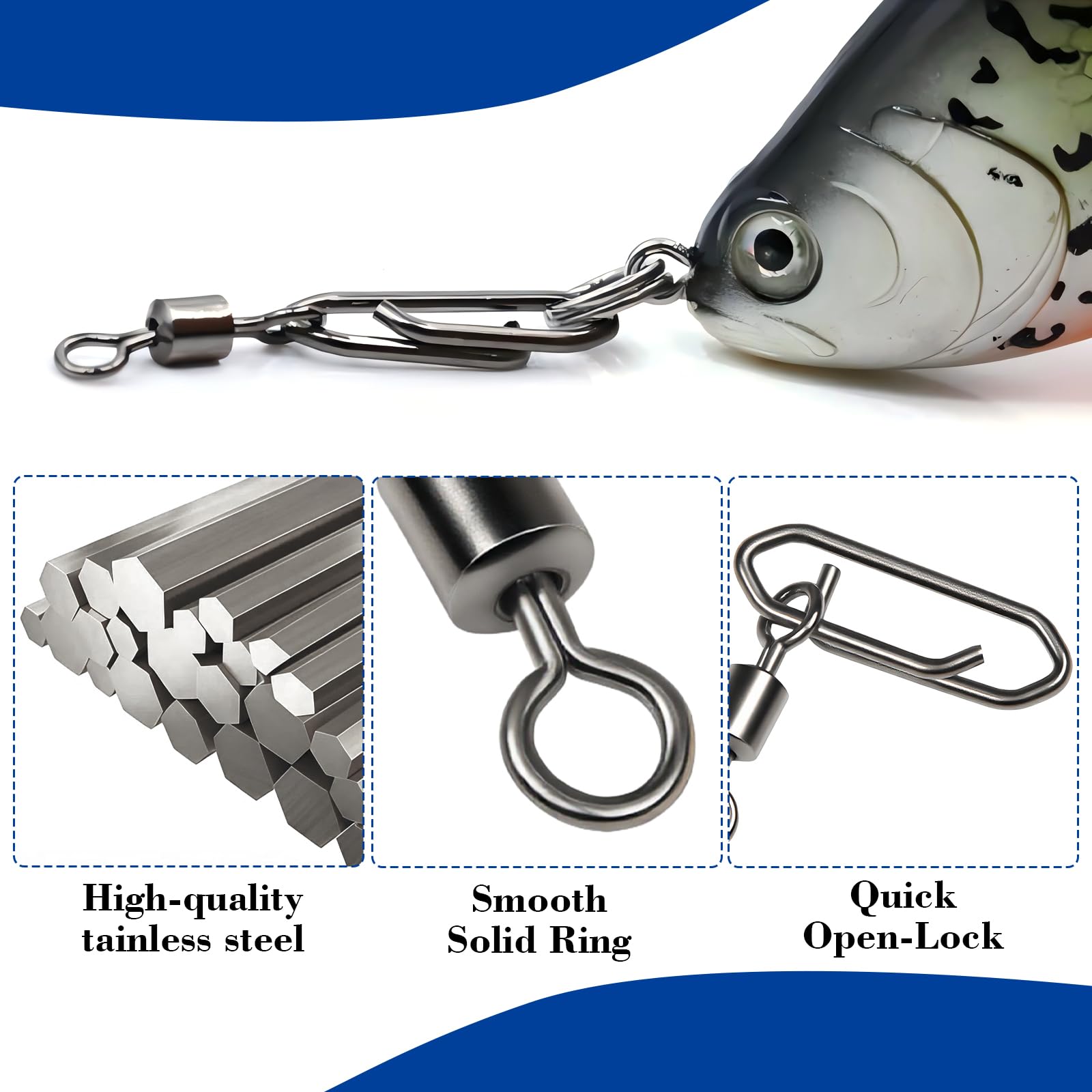 Swivels in size 4# (28lb) for heavy tackle selection