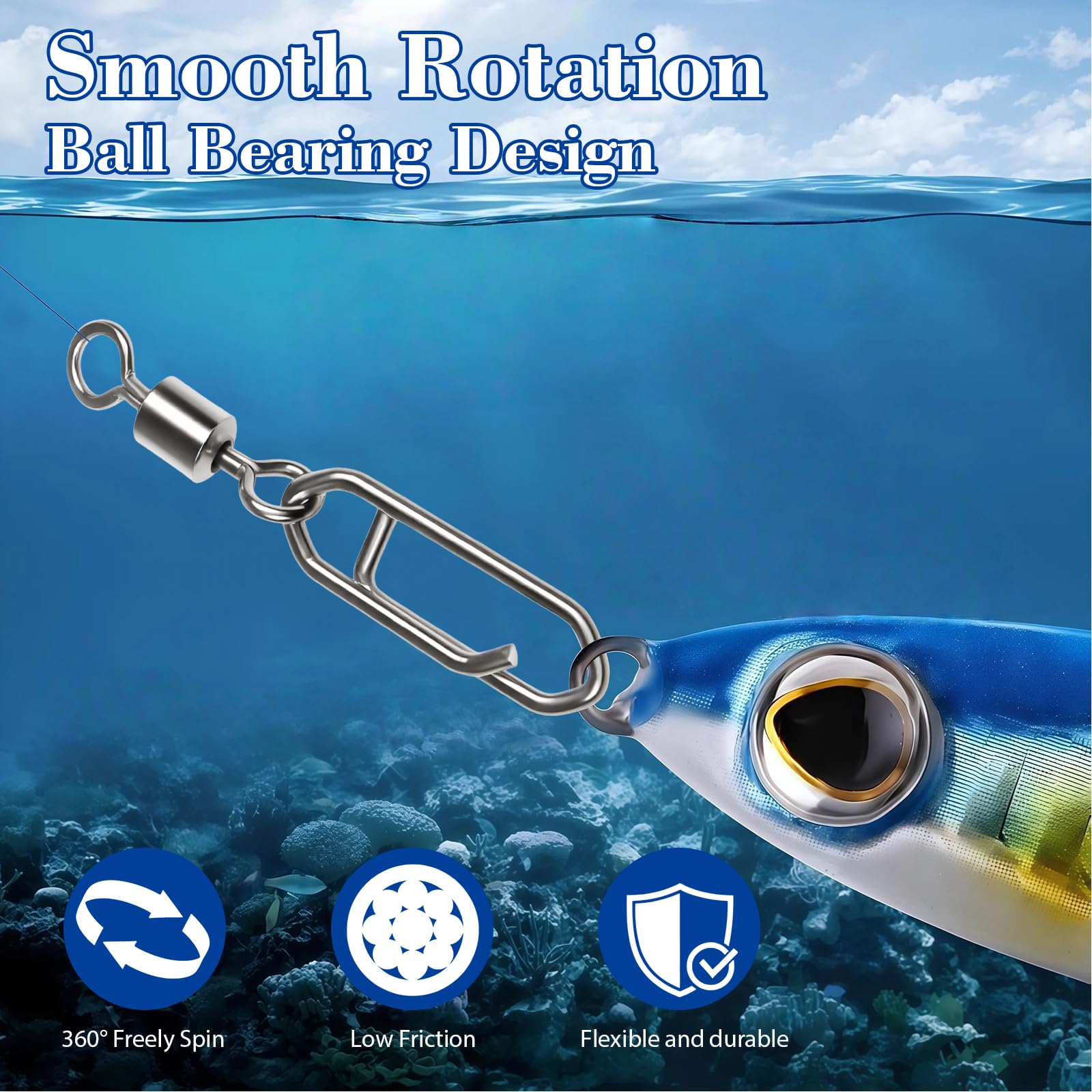 Swivels in size 2# (38lb) for versatile use