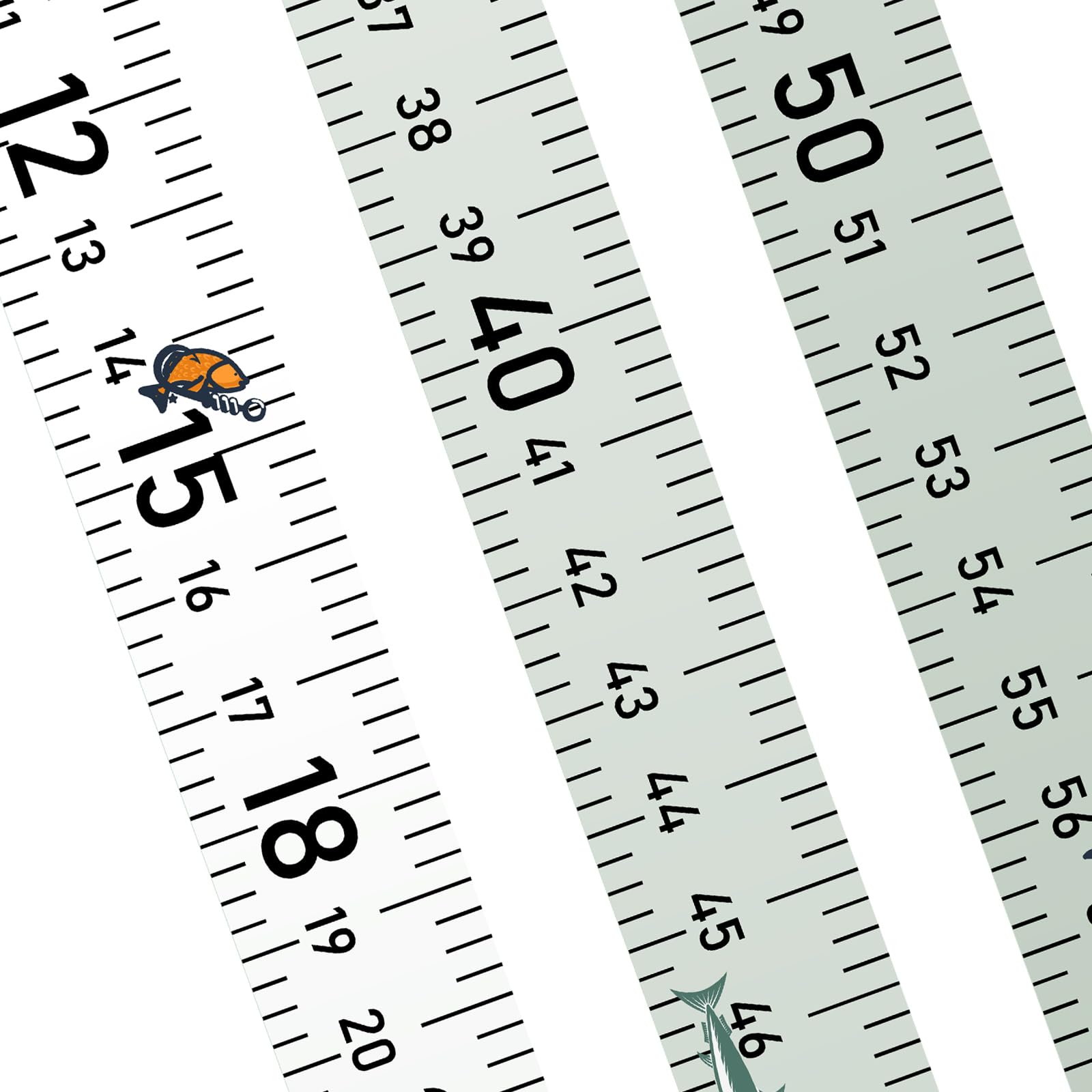 Green 58-inch fishing ruler sticker attached to boat surface