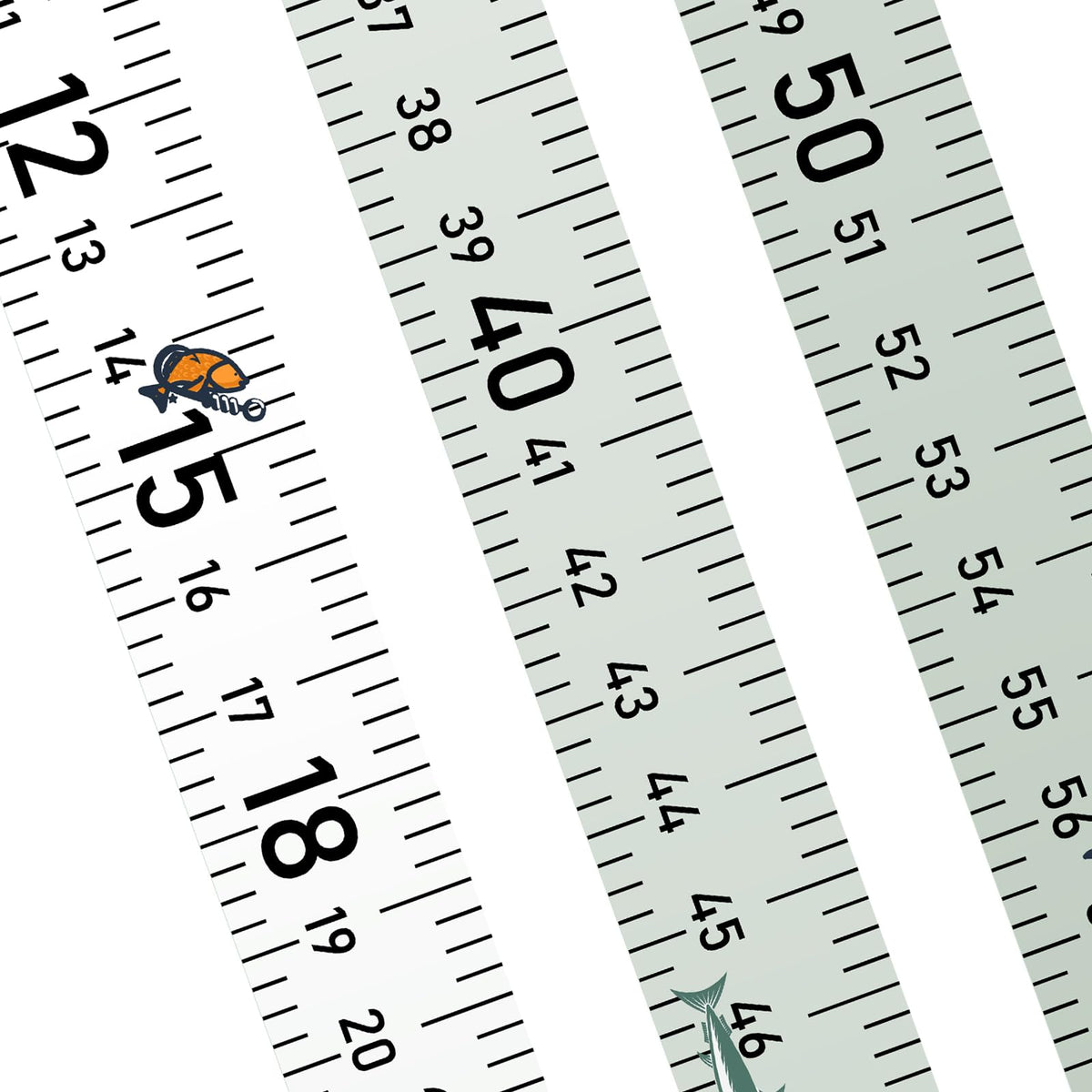 Green 58-inch fishing ruler sticker attached to boat surface