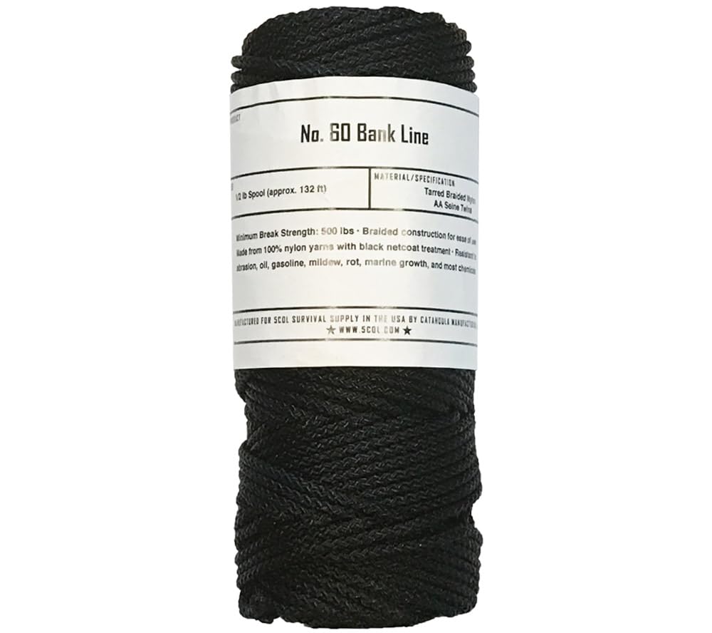 5col Survival Supply braided bank line half-pound roll offers durable outdoor cordage for reliable knots