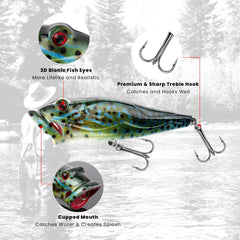 Lures in water showing lifelike swimming action