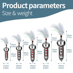 Close-up of each lure with carrying case