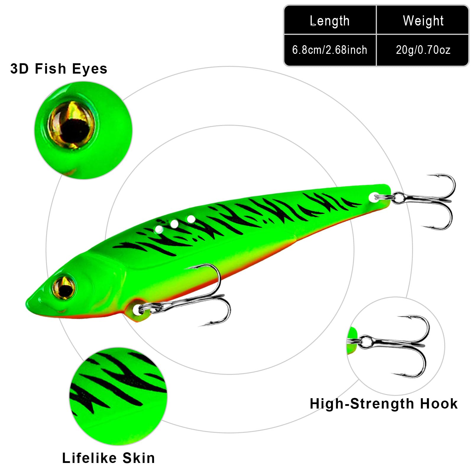 20g sinking jigging lure for bass and panfish