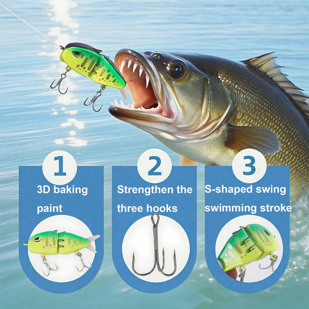 Close-up of the double hooks on 5PCS Swimbait Lures