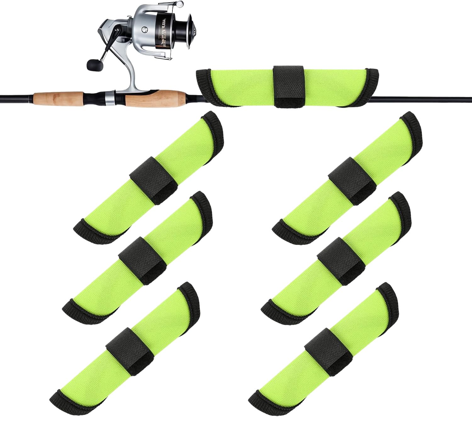 Six green fishing lure covers for 5.9 inch rod wraps