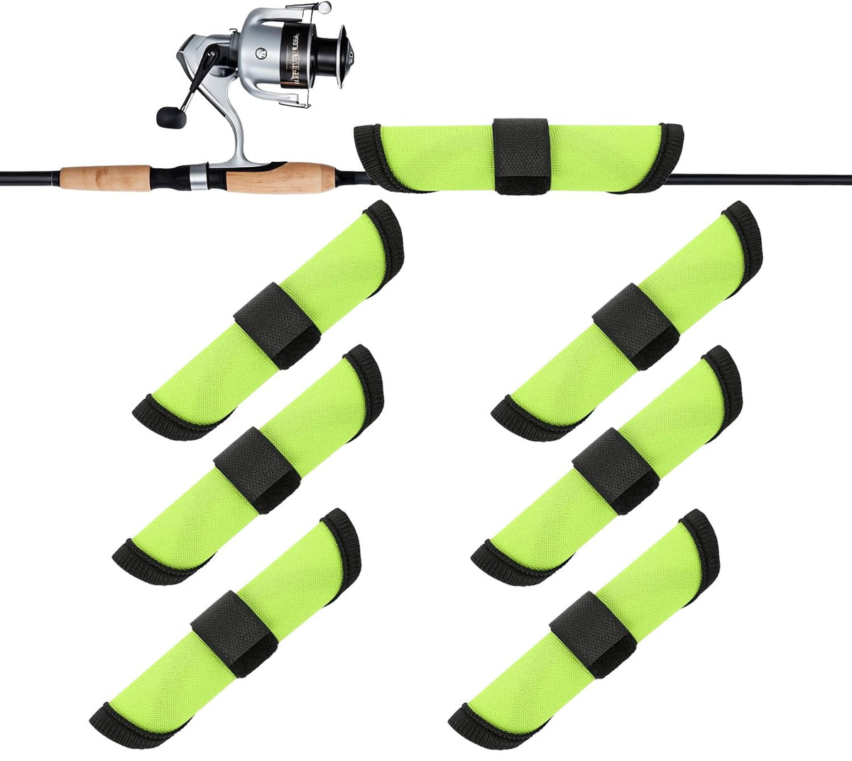 Six green fishing lure covers for 5.9 inch rod wraps