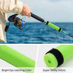 Rod floats attached to fishing rod for kayak fishing