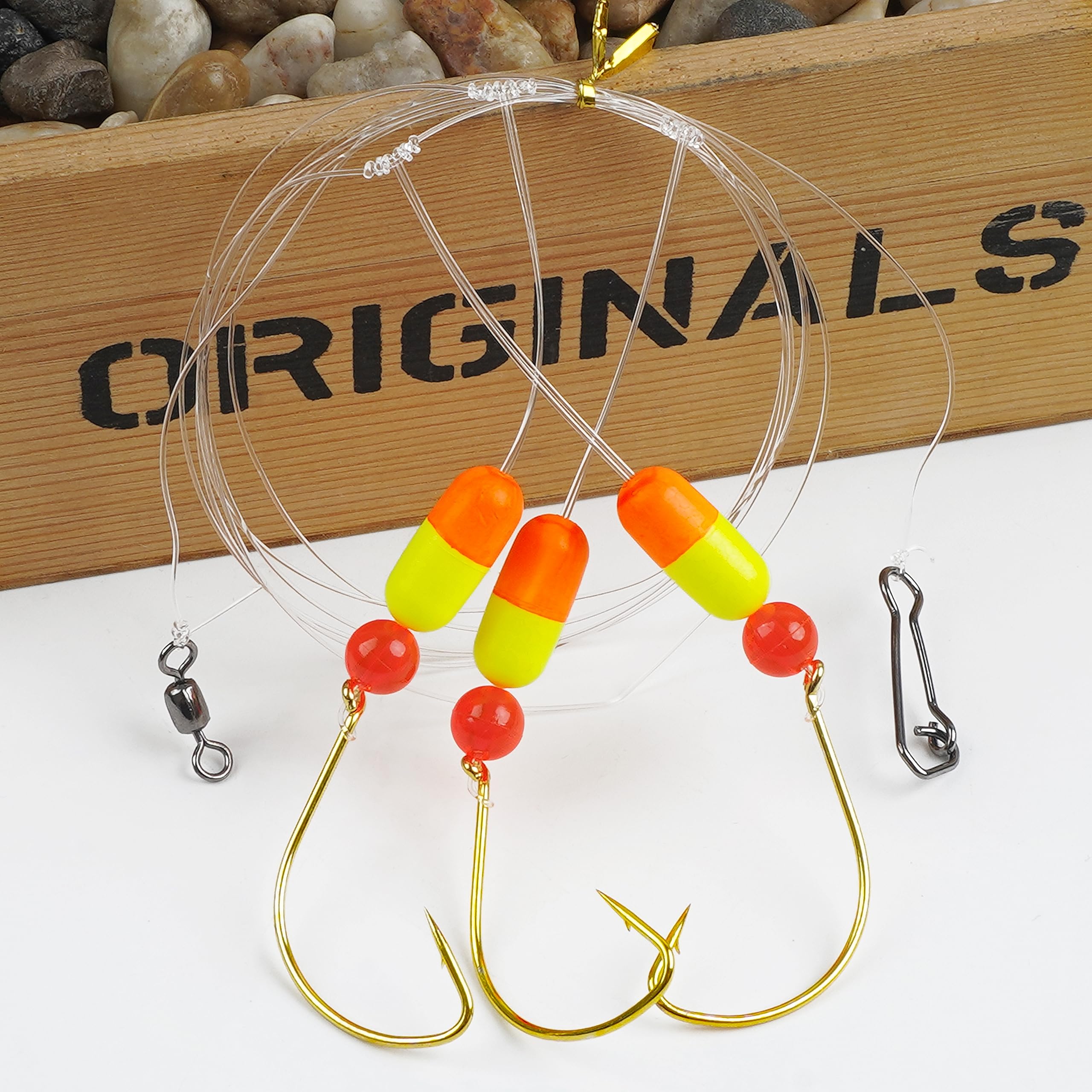 Stainless steel swivels and snaps on pompano rigs for durability