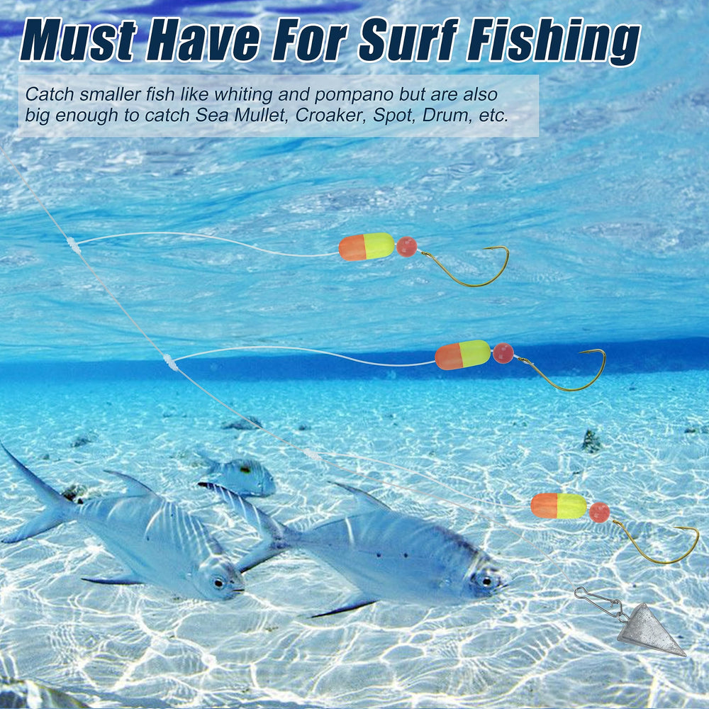 Saltwater fishing rigs suitable for pompano, drum, bluefish and more