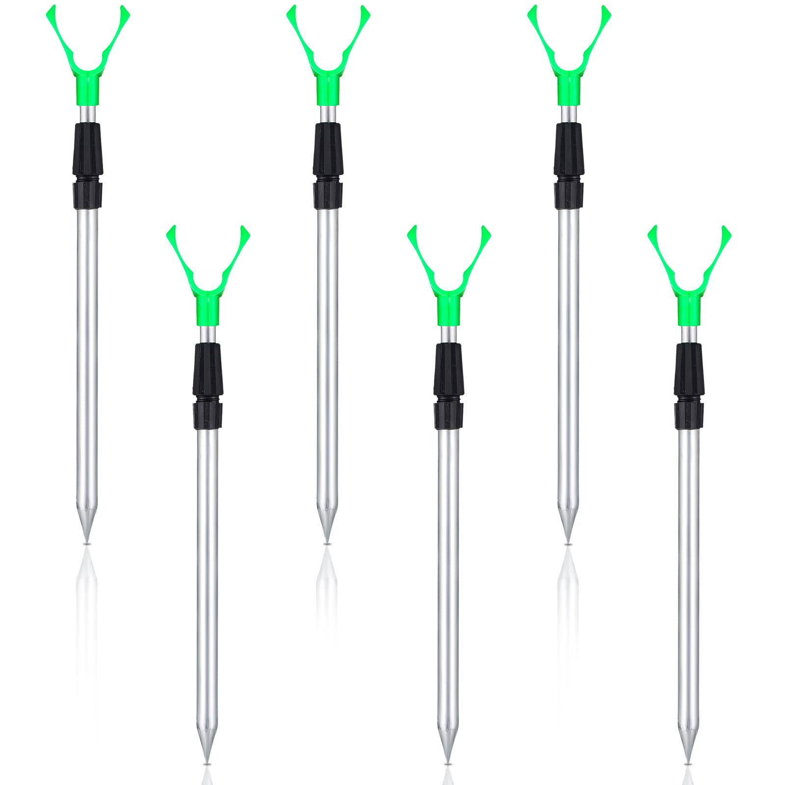 Six extendable fishing rod holders set with aluminium bodies