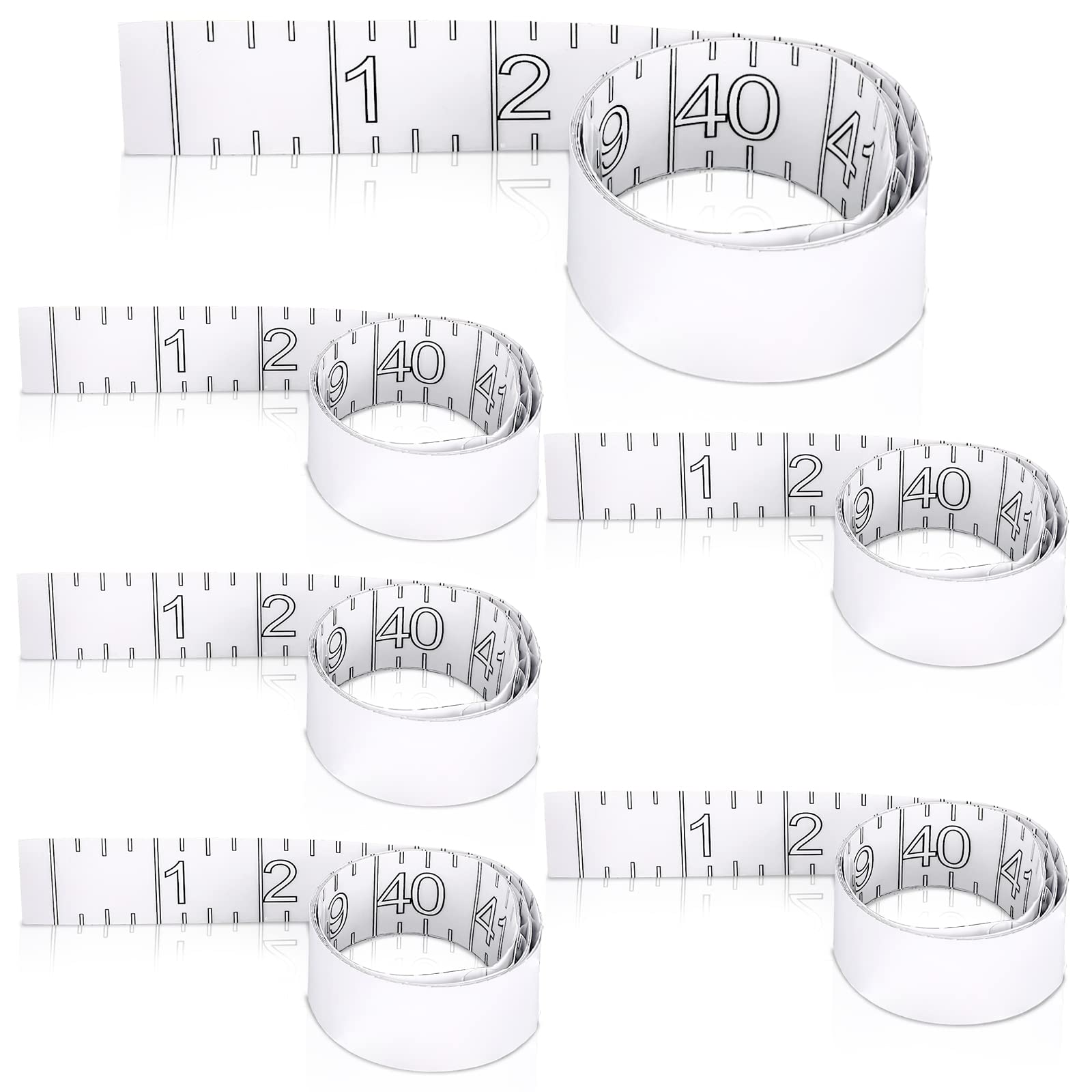 Six piece adhesive fish ruler decals for boats