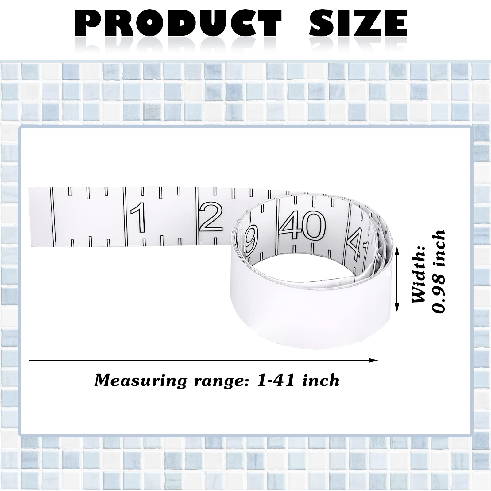 Close up of 42 inch waterproof fishing tape measure sticker on boat