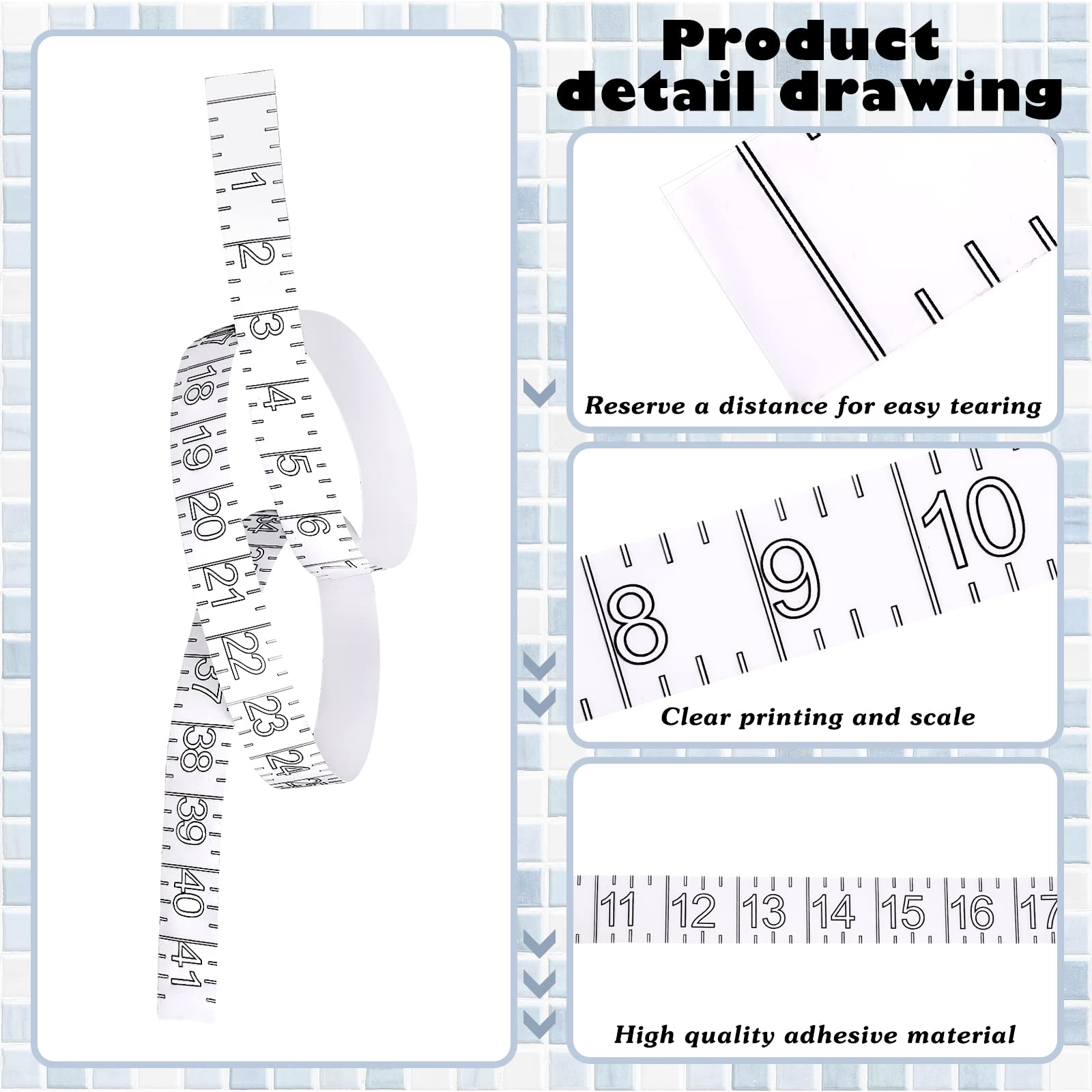 Transparent self adhesive ruler with clear numbers on surface