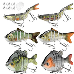 6-piece fishing lure set displayed with durable tackle box