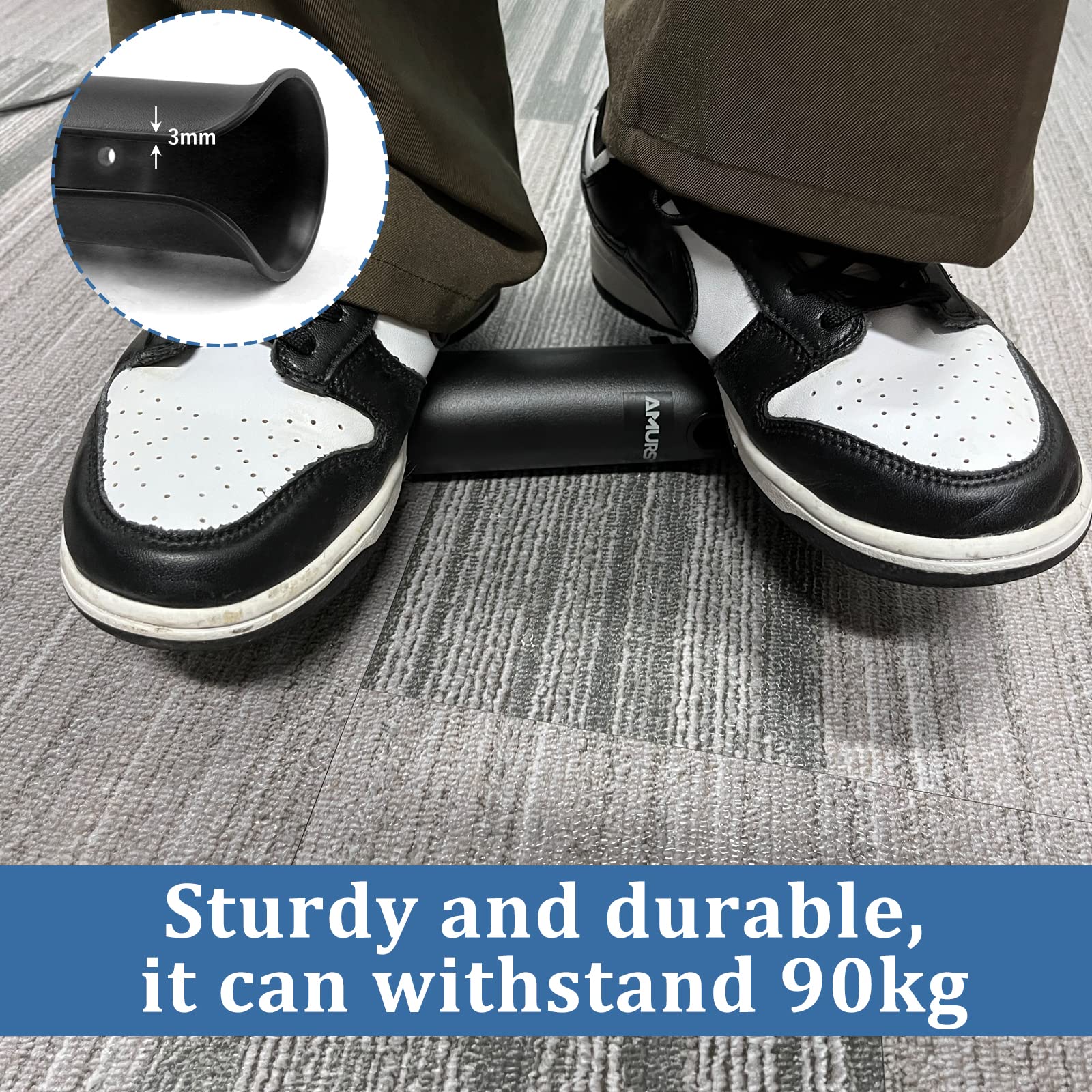 Close-up of ABS plastic construction and 90 kg capacity