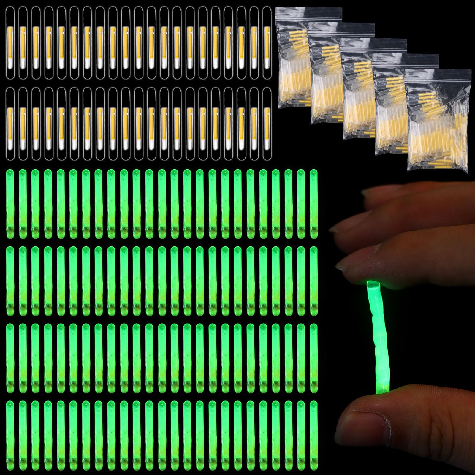 Bulk 600 pieces of fishing glow sticks in green