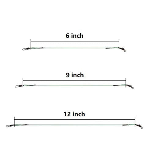 60pcs green nylon-coated fishing wire leaders, 12 inch, 14kg