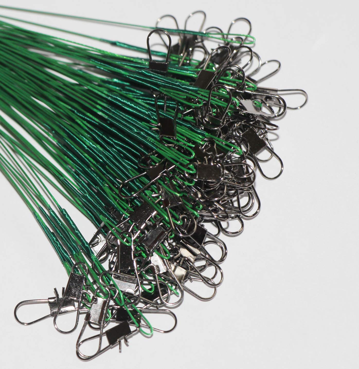 60pcs green nylon-coated fishing wire leaders, 9 inch, 10kg