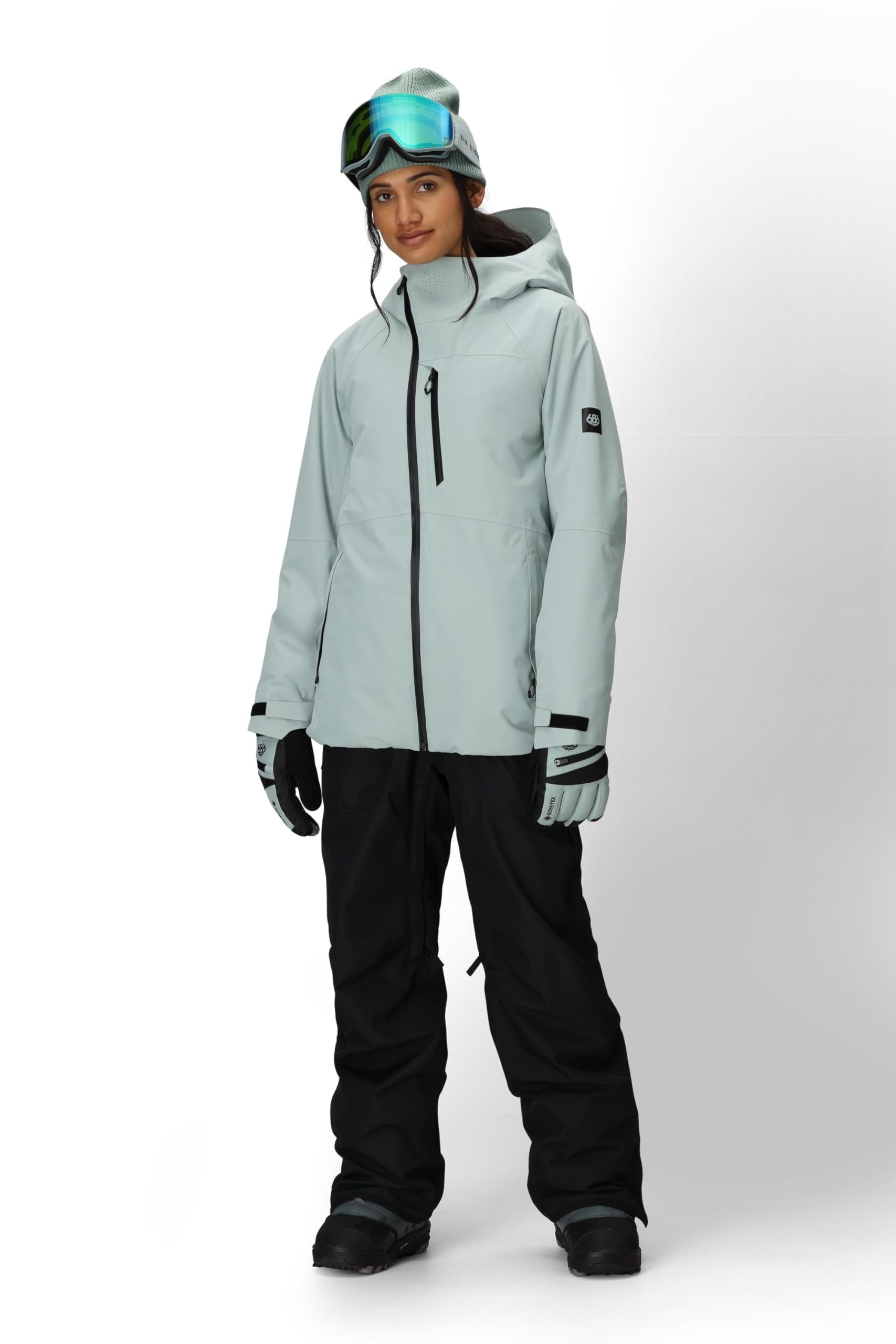 686 Women's GLCR Hydra Insulated Jacket Dusty Marine underarm vent feature for breathable warmth