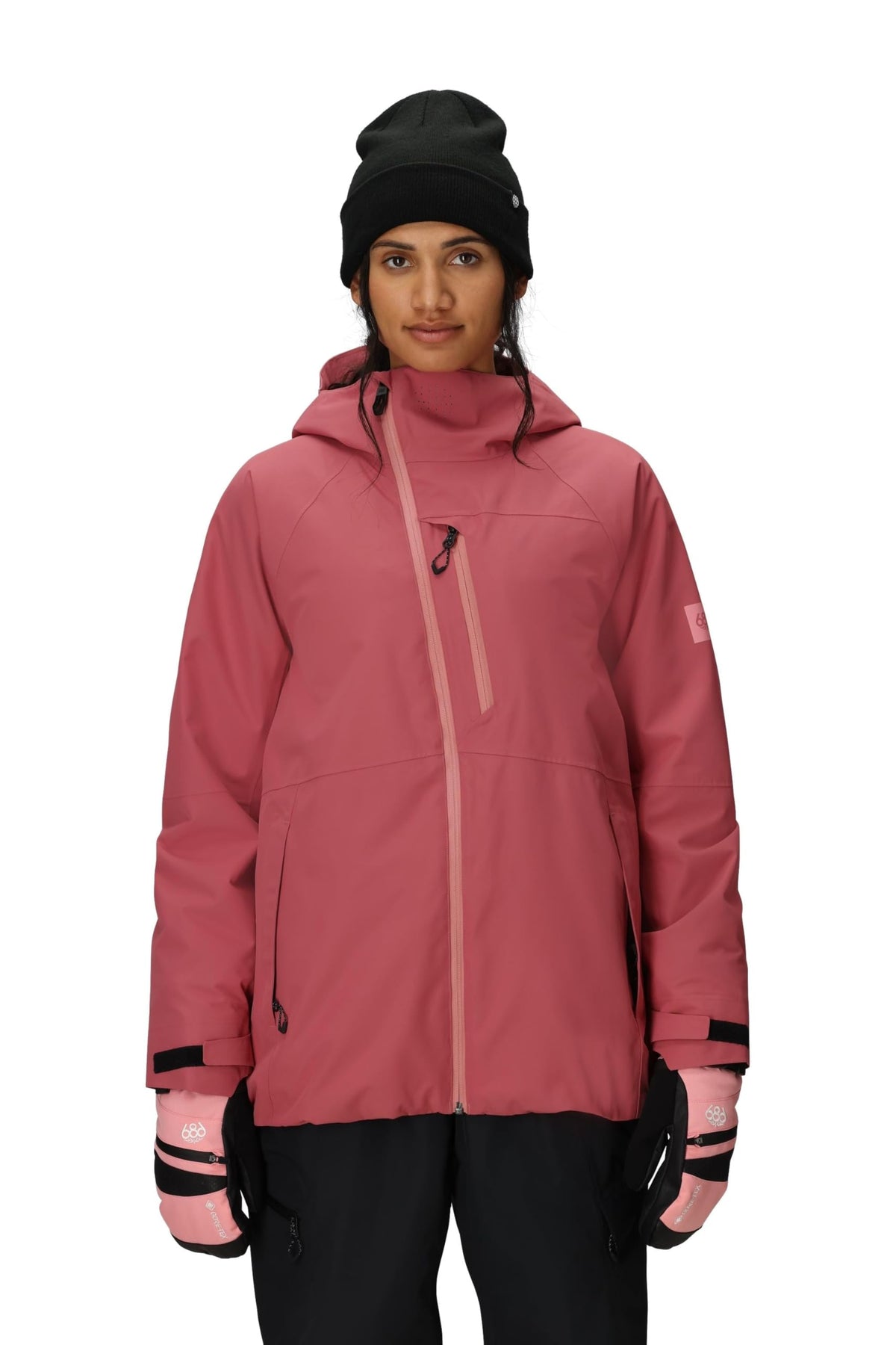 686 GLCR Hydra insulated jacket front view in Rosewood offering versatile warmth