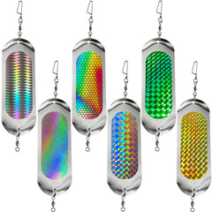 Six-inch fishing dodger flasher reflecting light underwater