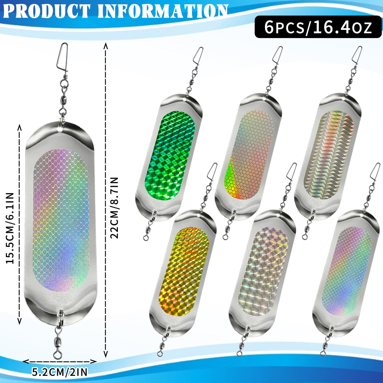 Close-up of polished stainless steel dodger flasher