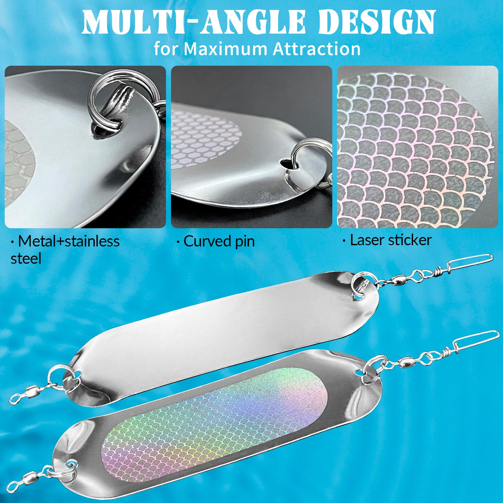 Trolling setup showing flashers for salmon, trout, and pike