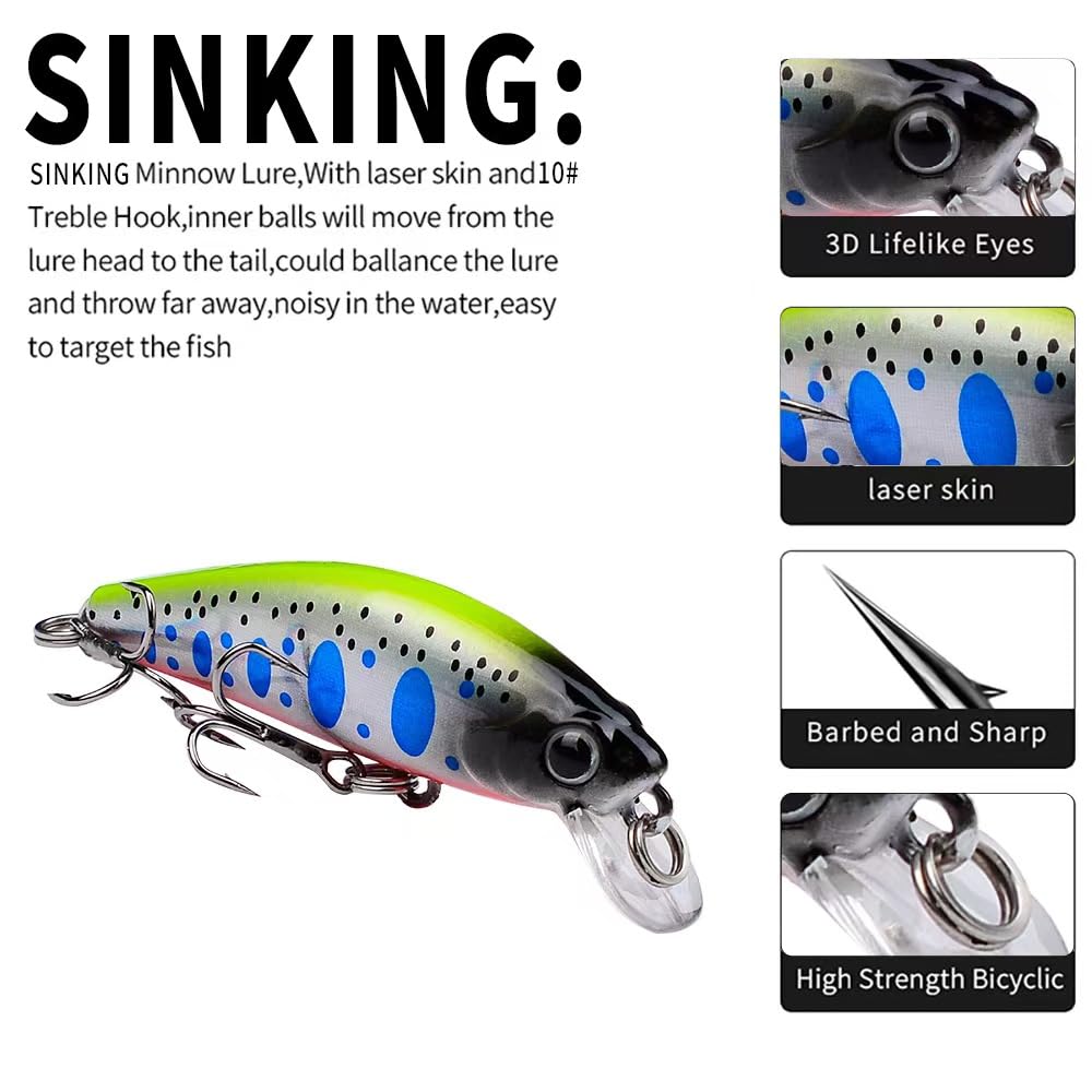 Colorful minnow lures for freshwater and saltwater fishing