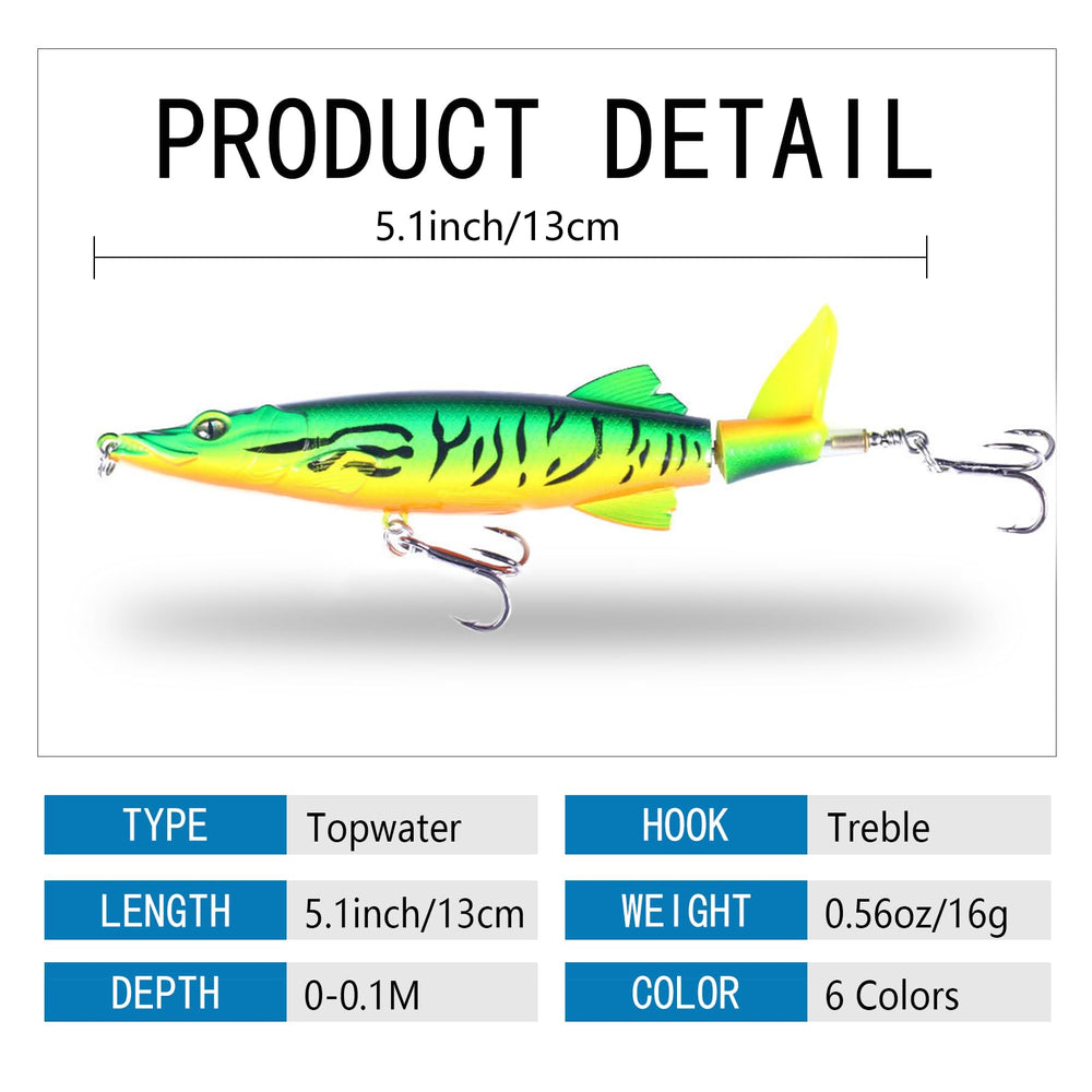 Six color variations of floating popper lures