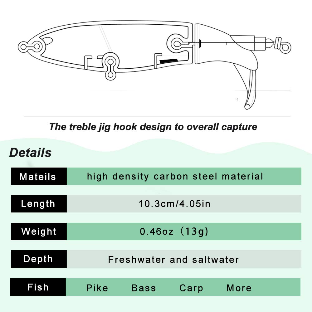 Gold finish floating topwater lure with rotating tail