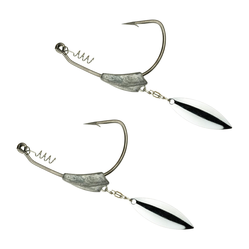 6th Sense Bladed Keel Weighted Hook with flash blade boosts lure attraction and stability for bass soft plastics