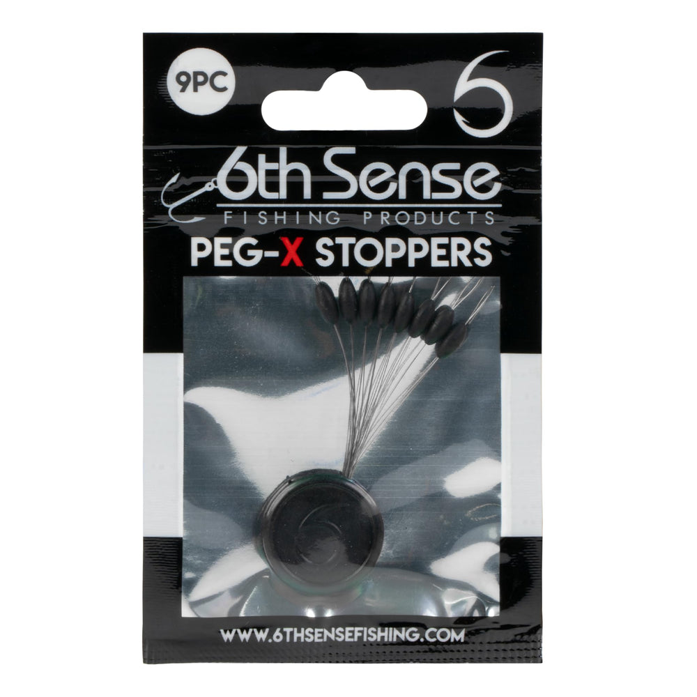 6th Sense Peg-X Black weight stopper on line for easy visibility and secure rigging.